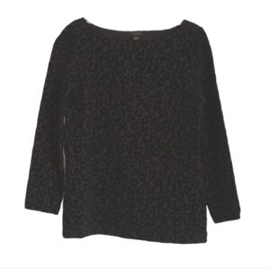 Ann Taylor Womens 3/4 Sleeve Top Sz S Black Cheetah Animal Print Velvet Sturdy